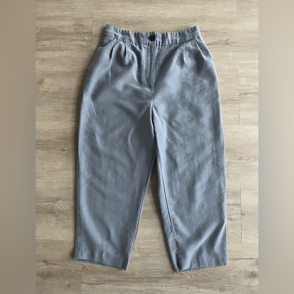 Zara Women's Dress Pants Size Large Gray High-Waisted Trouser Pleated SZ L - Picture 1 of 8